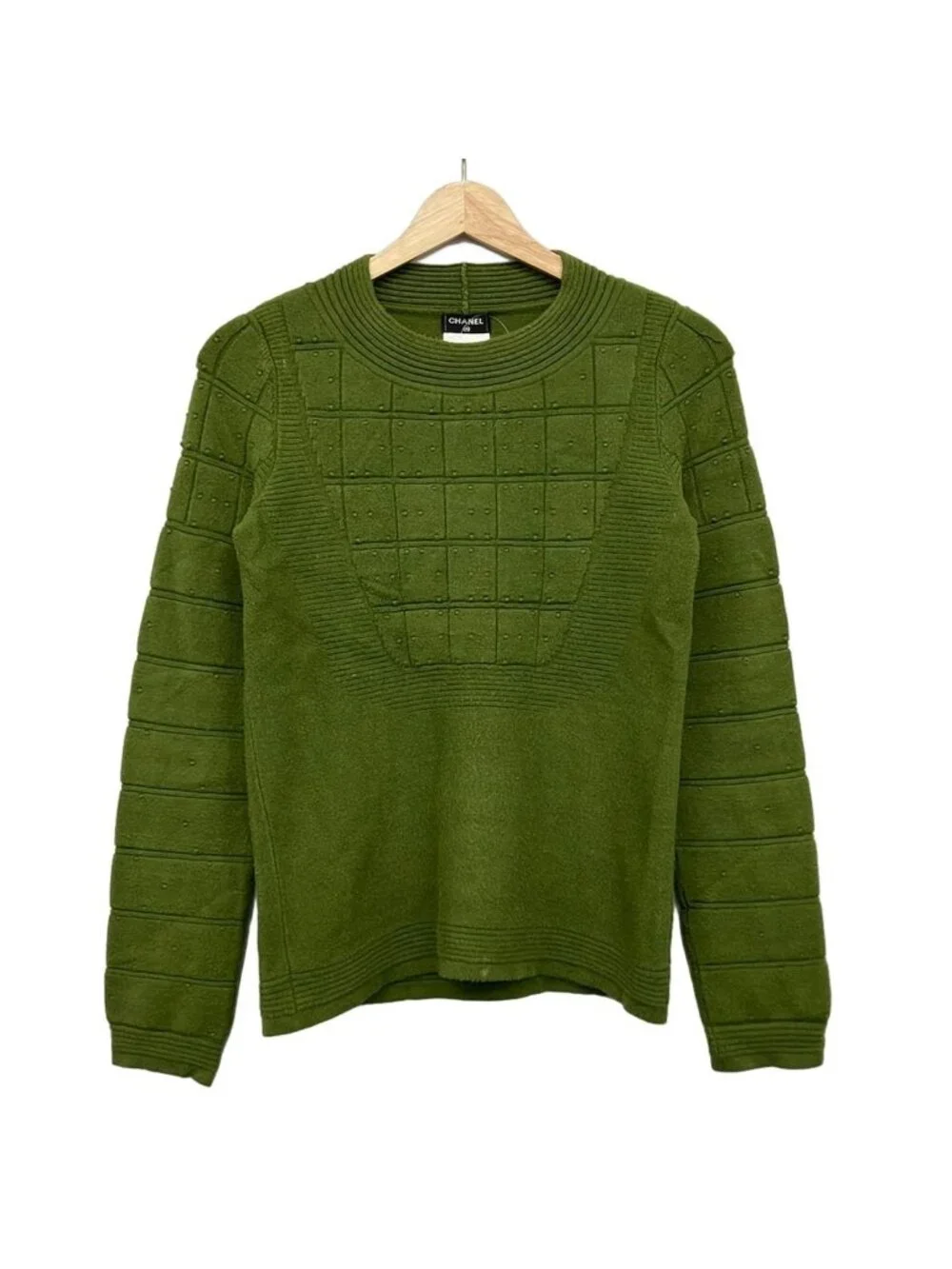 Chanel Long Sleeve Sweater 38 M Khaki
